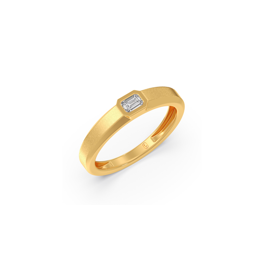 Zenith Emerald Solitaire Men's Ring - Yellow