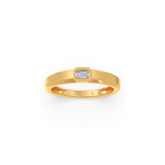 Zenith Emerald Solitaire Men's Ring - Yellow
