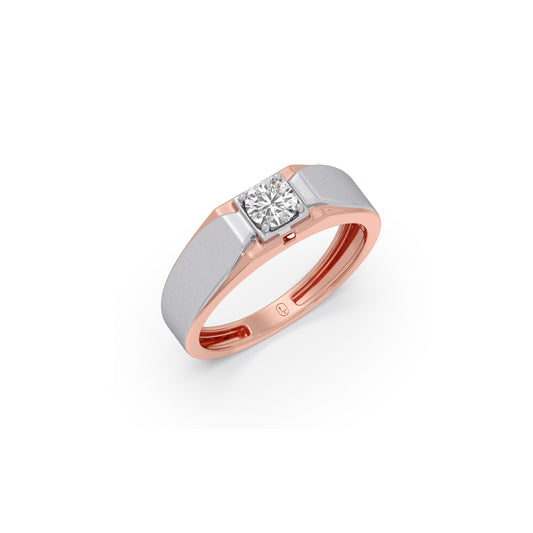 Titan Frame Solitaire Diamond Mens Ring - Rose