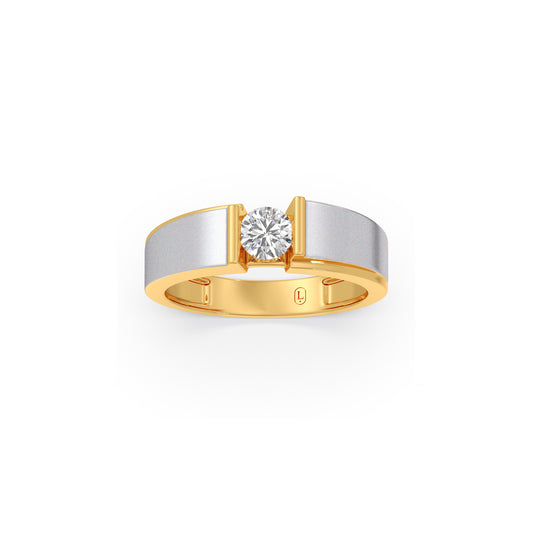 Classic Aura Solitaire Diamond Mens Ring - Yellow