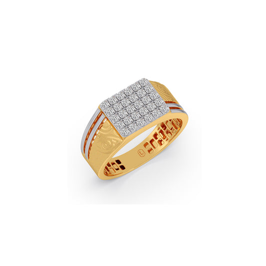 Apex Signet Diamond Men's Ring - Yellow