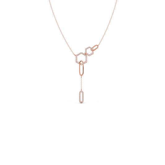 Petite Round Diamond Chain Necklace - Rose