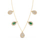 Round Diamond with Pear Shape Green Gemstone Necklace