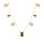 Diamond and Green Gemstone Dangle Necklace