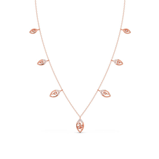 Delicate Pear-Cut Diamond Charm Necklace - Rose