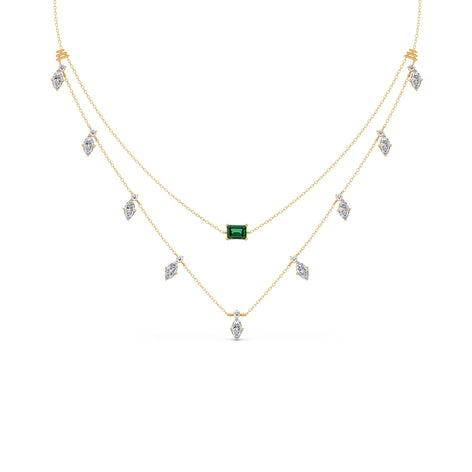 Mixed Cut Diamond Dangle Necklace
