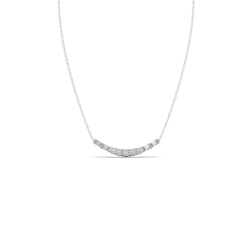 Baguette and Round Diamond Bar Necklace