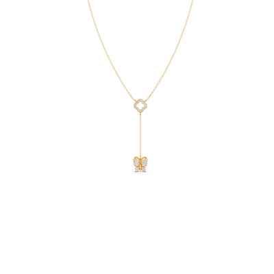 Delicate Diamond Butterfly Drop Necklace
