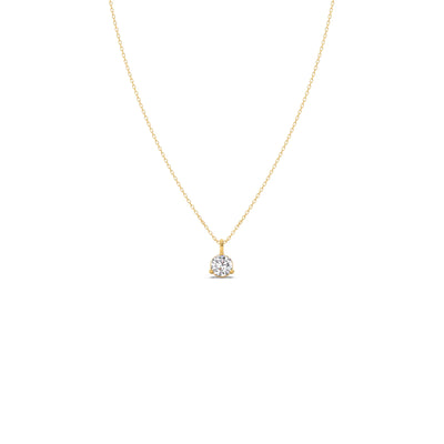 Delicate Three Prong Round Diamond Necklace