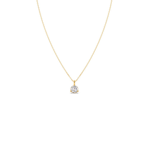 Delicate Three Prong Round Diamond Necklace