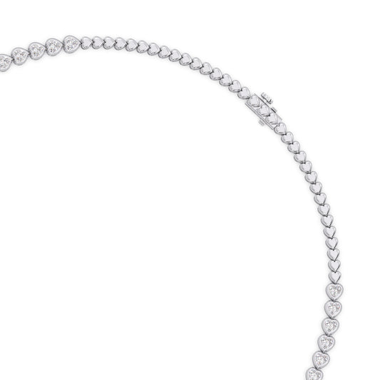 Heart Shaped Diamond Tennis Necklace