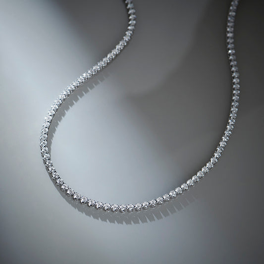Round Bezel Set Tennis Necklace