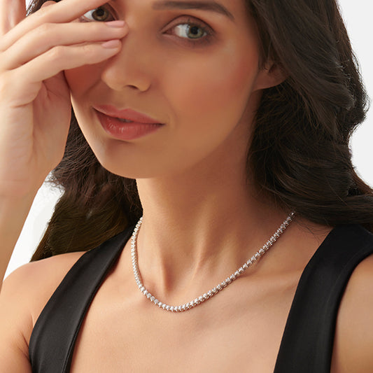 Round Bezel Set Tennis Necklace
