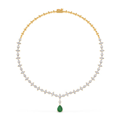 Marquise Diamond and Pear Gemstone Drop Necklace