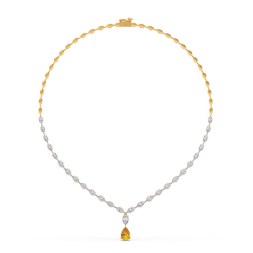 Marquise Diamond and Yellow Gemstone Riviera Necklace