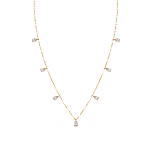 Dangling Pear Diamond Necklace