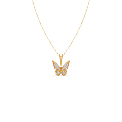 Round Diamond Butterfly Pendant Necklace