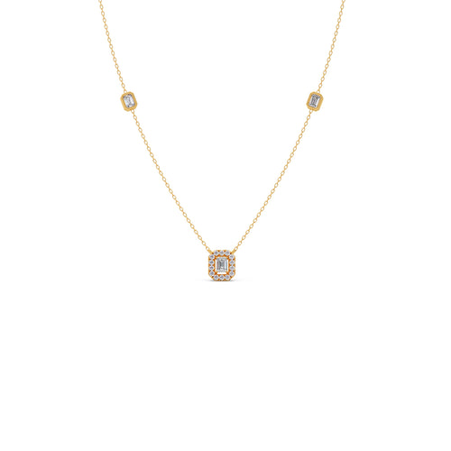 Emerald & Round Symmetry & Sparkle Diamond Necklace