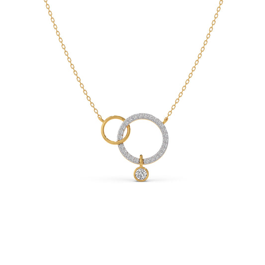 Classic Interlocking Diamond Circles Necklace - Yellow