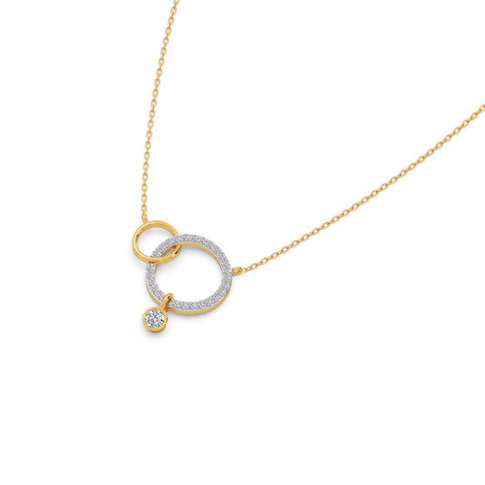 Classic Interlocking Diamond Circles Necklace - Yellow