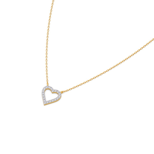 Open Heart Promise Diamond Necklace - Yellow