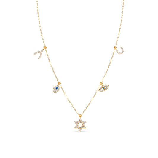 Mystic Five Charms Necklace - Yellow