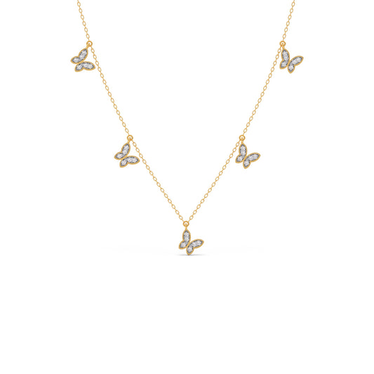 Butterfly Diamond Charm Necklace - Yellow