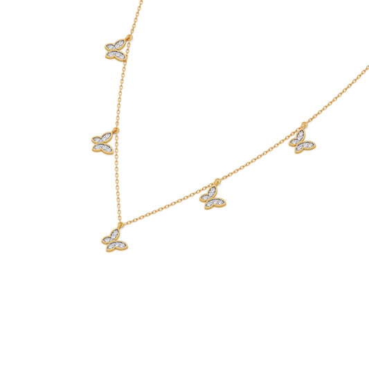 Butterfly Diamond Charm Necklace - Yellow