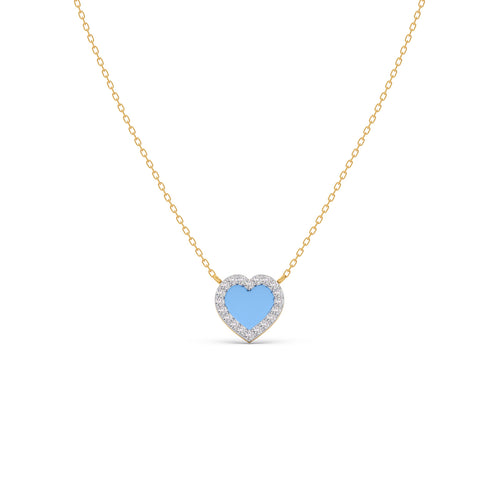 Blue Promise Heart Diamond Pendant Necklace