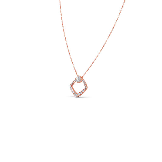 Geometric Shape Cushion Cut Diamond Necklace - Rose