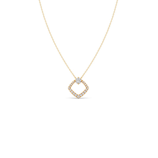 Geometric Shape Cushion Cut Diamond Necklace