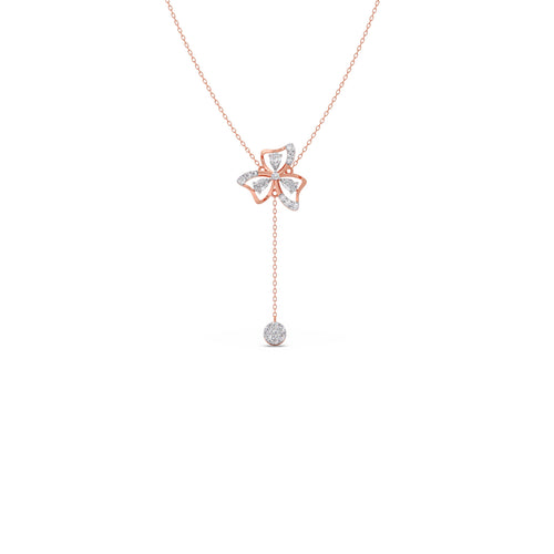 Petal Shine Pear & Round Diamond Necklace