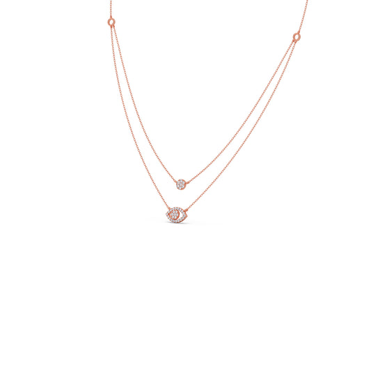 Dual Shine Evil Eye Diamond Layered Necklace - Rose