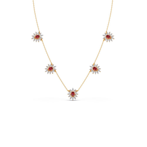 Pink-Tourmaline colourstone diamond Necklace