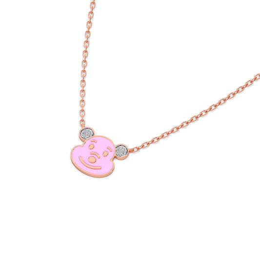 Pooh's Little Smacker Diamond Kids Necklace - Rose