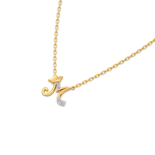 M Alphabet Diamond Kids Necklace - Yellow