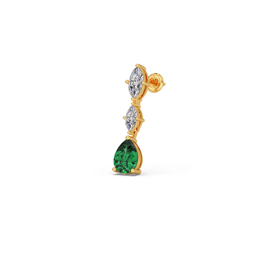 Marquise Diamond and Green Gemstone Drop Earrings