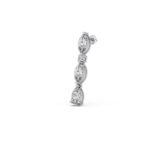Marquise, Pear & Round Diamond Drop Earrings
