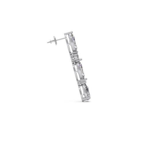 Marquise, Pear & Round Diamond Drop Earrings