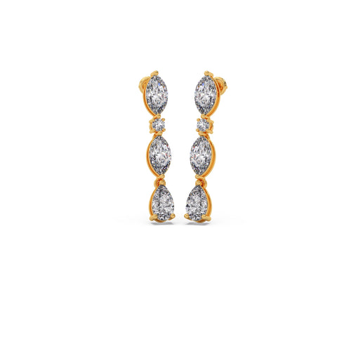 Marquise, Pear & Round Diamond Drop Earrings