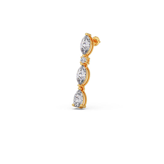 Marquise, Pear & Round Diamond Drop Earrings
