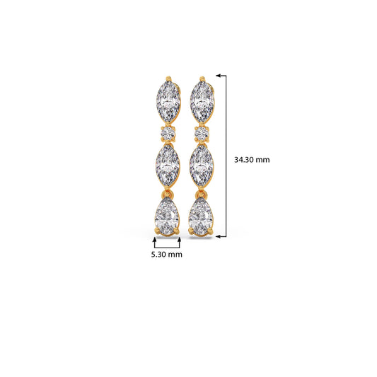 Marquise, Pear & Round Diamond Drop Earrings