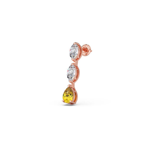 Marquise Diamond and Yellow Gemstone Drop Earrings