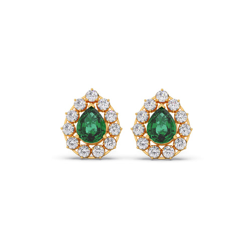 Green Gemstone and Diamond Blossom Earrings