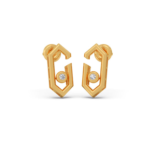 Hexora-Moving Diamond Stud Earrings - Yellow