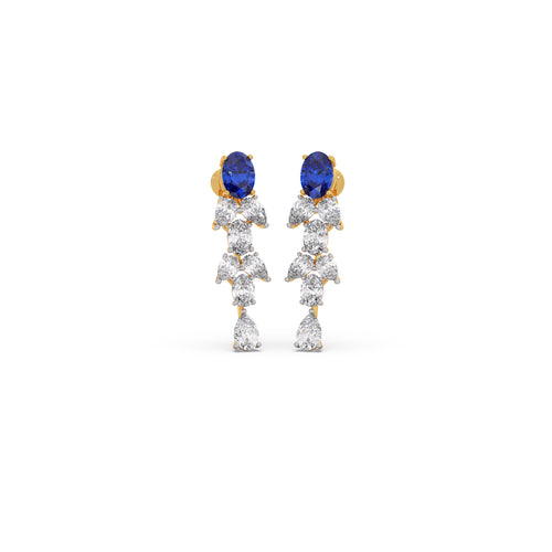 Sapphire Petal Drop Diamond Earrings