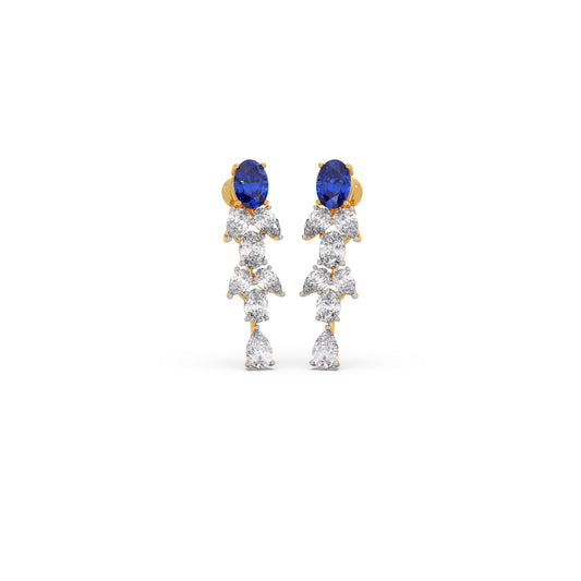 Sapphire Petal Drop Diamond Earrings - Yellow