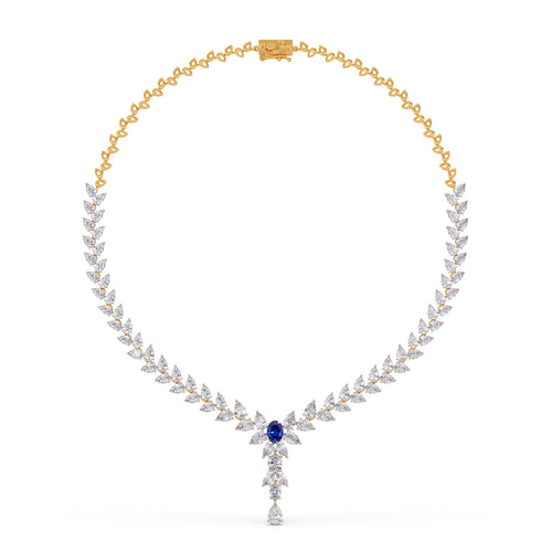 Sapphire Petal Drop Diamond Necklace