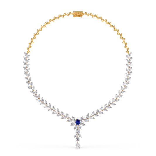 Sapphire Petal Drop Diamond Necklace - Yellow