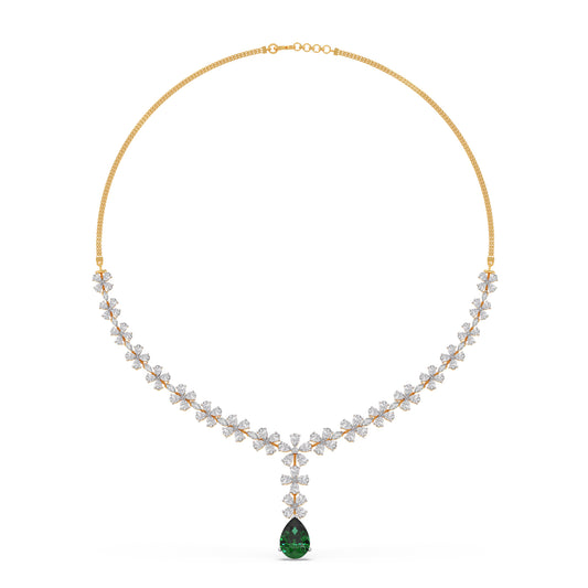 Emerald Pear Drop Diamond Necklace - Yellow